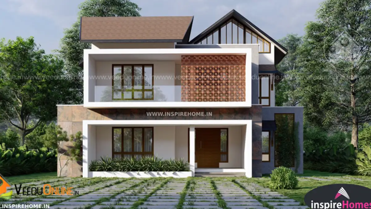 Kerala house with courtyard 2100 sq ft European contemporary double floor home