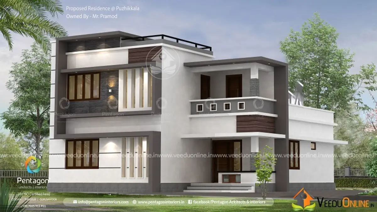 Kerala house with pooja room 1483 sq ft modern double floor home