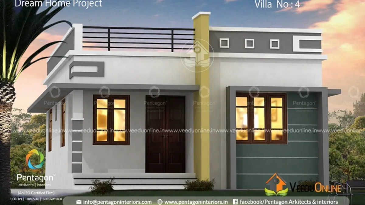 Low cost house plan 698 sq ft simple 2 bedroom single floor Kerala home