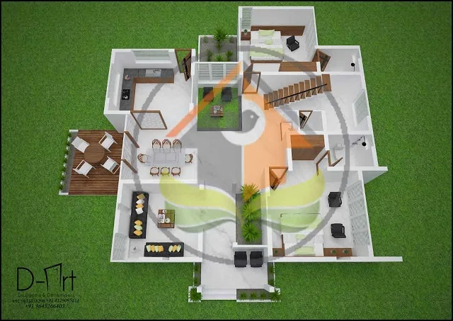 3D floor plan of 3195 sq ft house