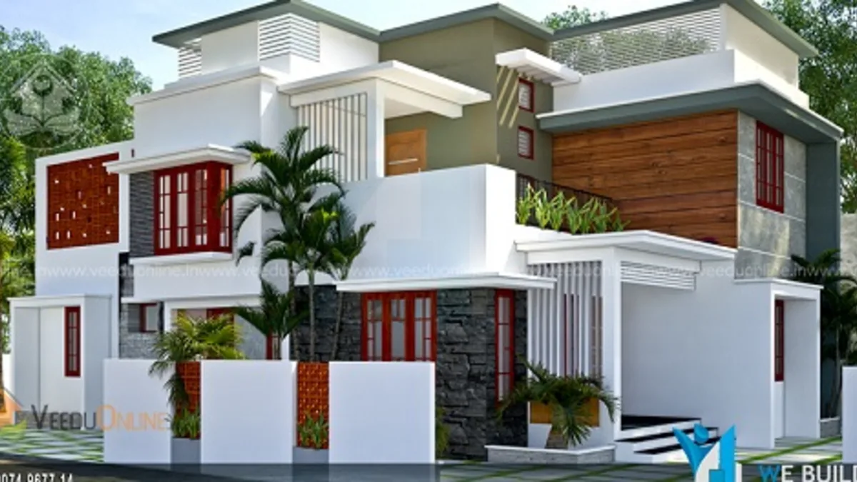 Modern house design 1800 sq ft white contemporary double floor Kerala home