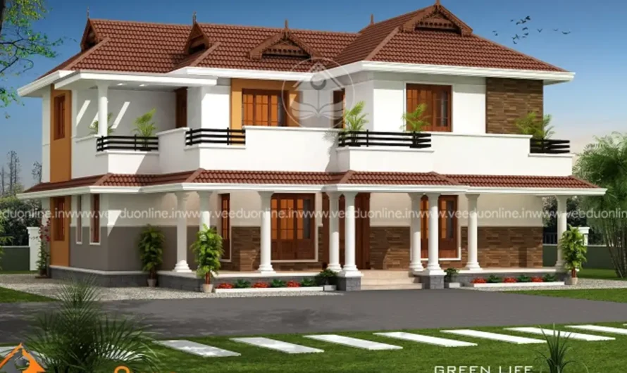 Modern Traditional House 2370 Sq Ft: Built 4BHK in Trivandrum