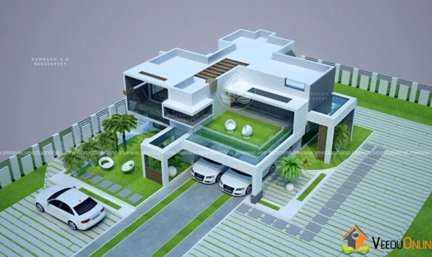 Modern Villa Design Kerala 2300 Sq Ft: 4BHK With Courtyard