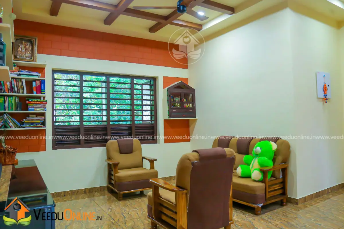 Living room with sofas and wooden ceiling