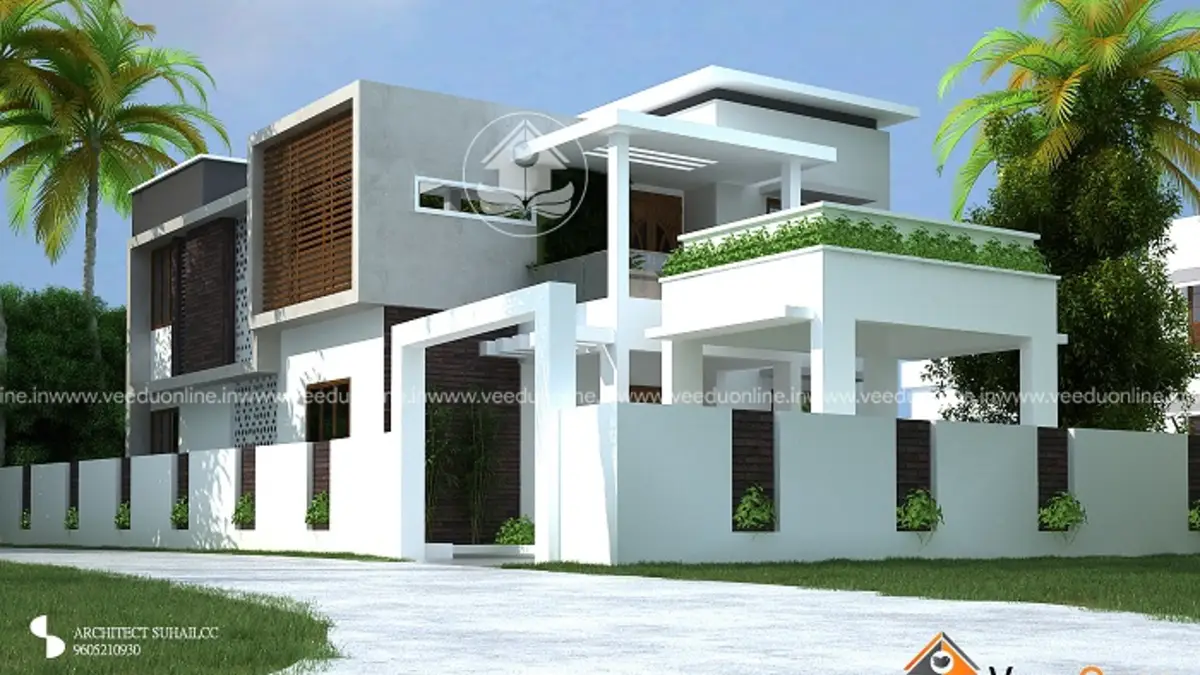 Natural contemporary house 2200 sq ft green 4BHK Kerala home