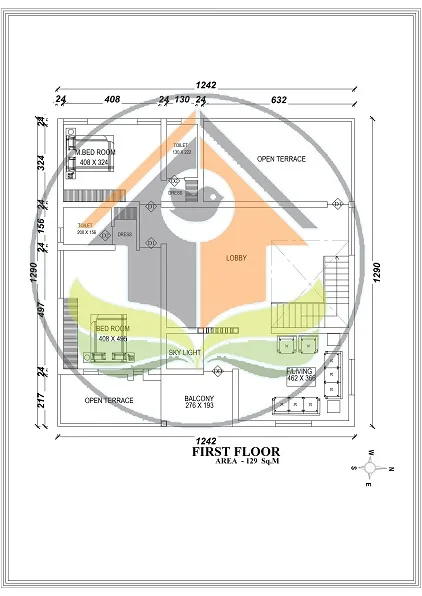 First floor plan of 3109 sq ft house
