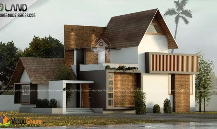 Semi Contemporary House 1850 Sq Ft: 3BHK With Courtyard