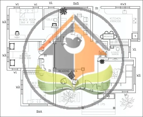 Ground floor plan of 1450 sq ft house