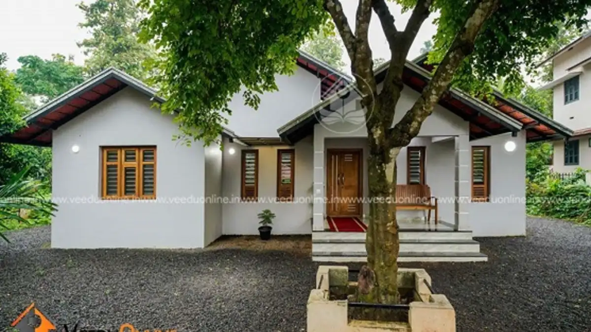 Single floor house with study loft 1450 sq ft with red tiled sloping roof