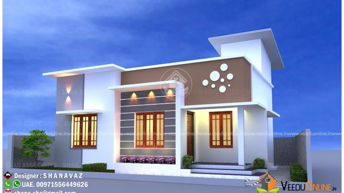 Small 2 bedroom house 650 sq ft single floor contemporary Kerala home