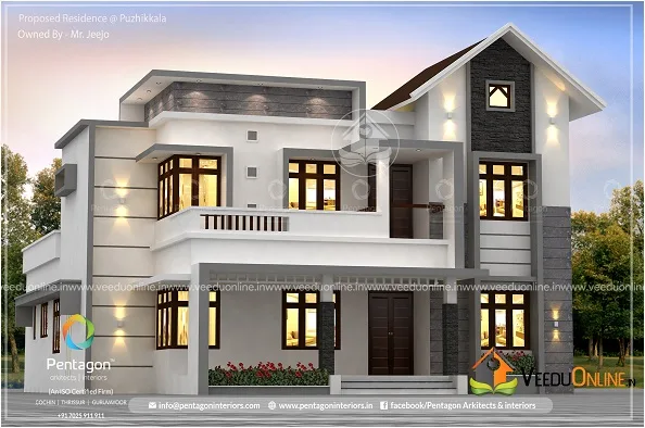 Side view of spacious double floor Kerala home