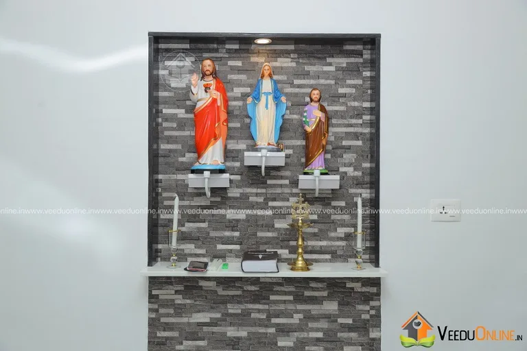Prayer niche with stone wall finish