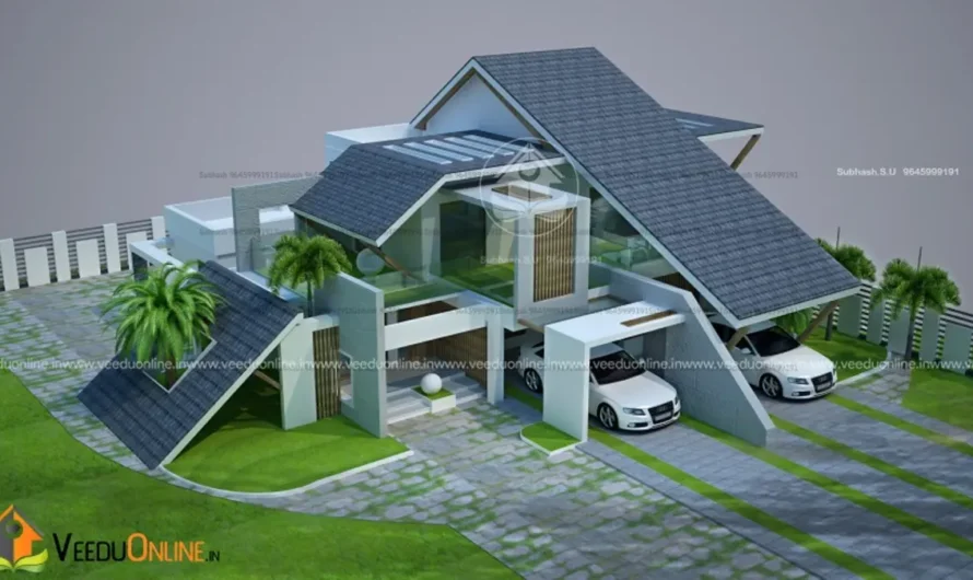 Unique Roof House Design 2400 Sq Ft: Modern 4BHK With Bar Counter